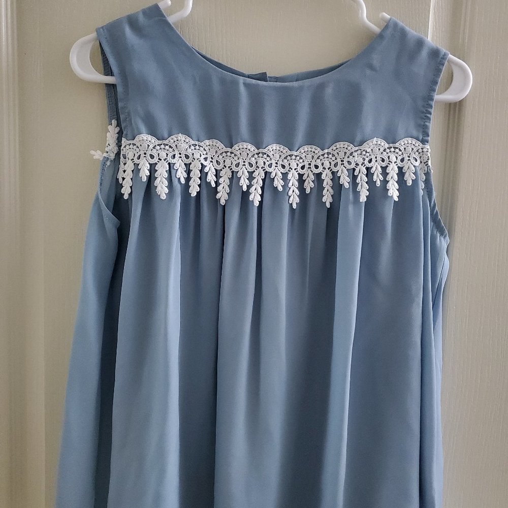 Sleeveless Top with Lace Trimming